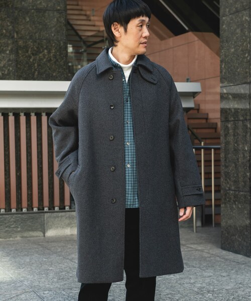 URBAN RESEARCH DOORS（アーバンリサーチドアーズ）の「ウールメルトンステンカラーコート（ステンカラーコート・メンズ・CHECK/CHARCOAL/BLACK・M/L）」の22枚目の写真