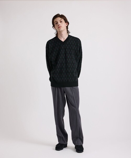 Saturdays NYC（サタデーズ ニューヨークシティ ）の「Charles Jacquard Vneck Sweater（ニット/セーター・レディース・ブラック/オリーブ・L/M/S/XL）」の18枚目の写真