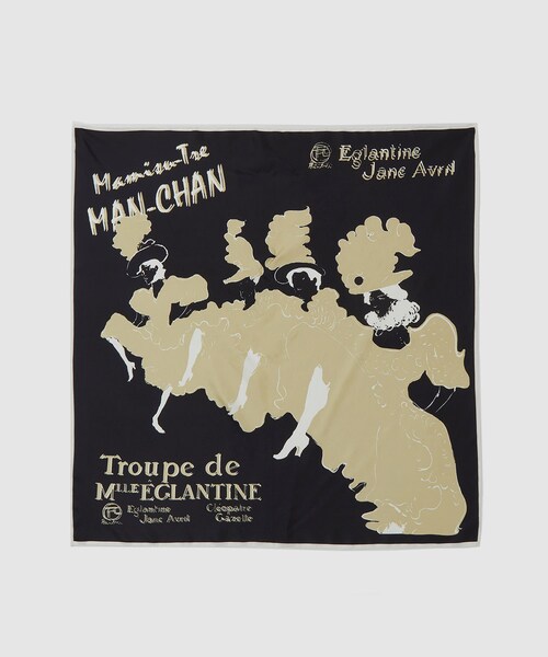 ROPE'（ロペ）の「ロートレックグラフィカルシルクスカーフ（バンダナ/スカーフ・レディース・ブラック/オフホワイト/パープル/ワイン・F）」の2枚目の写真