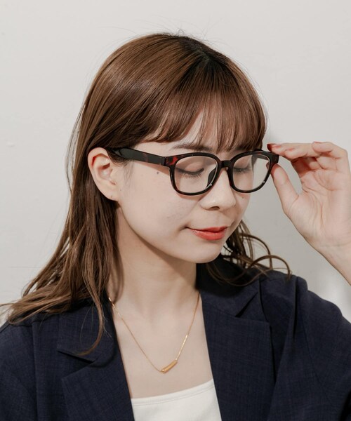 SMELLY（スメリー）の「ウェリントンタイプダテメガネ（メガネ・レディース・BLK/DEMI・-）」の2枚目の写真