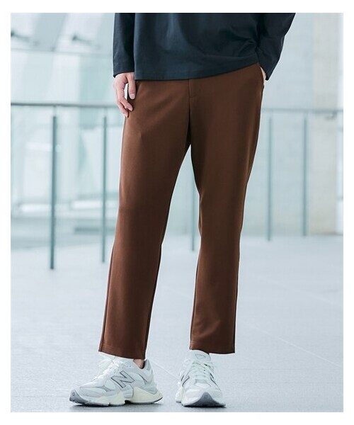 nissen（ニッセン）の「【ヨメサックさんファミリー着用】【メンズスーツ】セットアップ可能　ふくれ織風カットソーテーパードパンツ【大きいサイズ有】（パンツ・メンズ・ブラウン/黒/ネイビー・M/L/LL/3L/4L/5L/6L/8L/10L）」の12枚目の写真