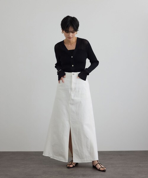 ADAM ET ROPE'(アダムエロペ)の「【WEB限定】リメイクライクデニムスカート(デニムスカート・レディース・オフホワイト/サックス・M/S)」の6枚目の写真