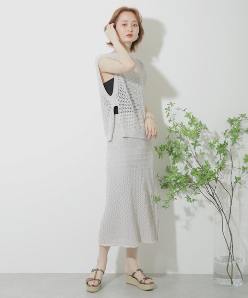 SENSE OF PLACE by URBAN RESEARCH(センスオブプレイスバイアーバンリサーチ)の「クロシェニットスカート(スカート・レディース・L.BROWN/GREIGE/BROWN/MINT・FREE)」の8枚目の写真