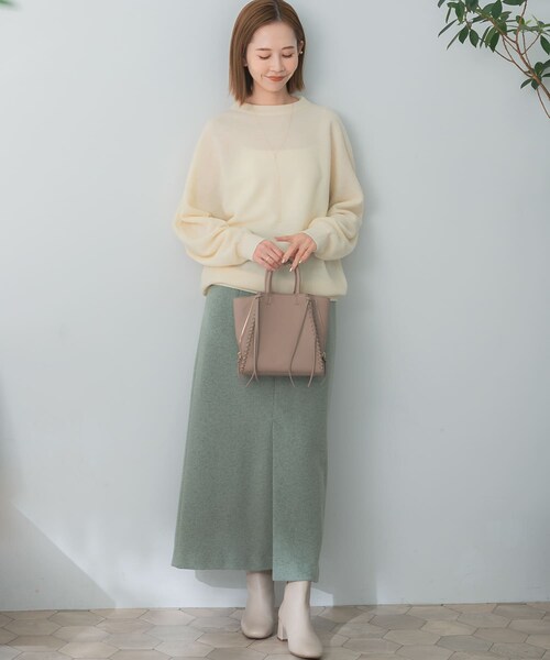 URBAN RESEARCH ROSSO（アーバンリサーチロッソ）の「ウォッシャブルビルドネックホールニット（ニット/セーター・レディース・gray/ivory/pink・FREE）」の12枚目の写真