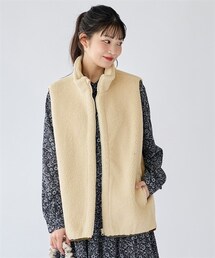 nissen | 大きいサイズ ふんわりあたたか裏フリースシープ調ボアロング丈ベスト(ベスト)