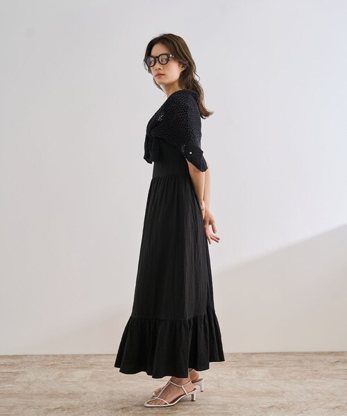 ROPE'（ロペ）の「【WEB・一部店舗限定】バックシャンティアードワンピース/洗える（ワンピース・レディース・ブラック/ターコイズ・F）」の10枚目の写真