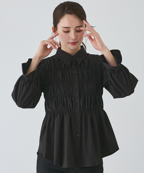 Jayro（ジャイロ）の「ギャザーブラウス　（シャツ/ブラウス・レディース・ブラック/ホワイト/ブルー・F）」の18枚目の写真
