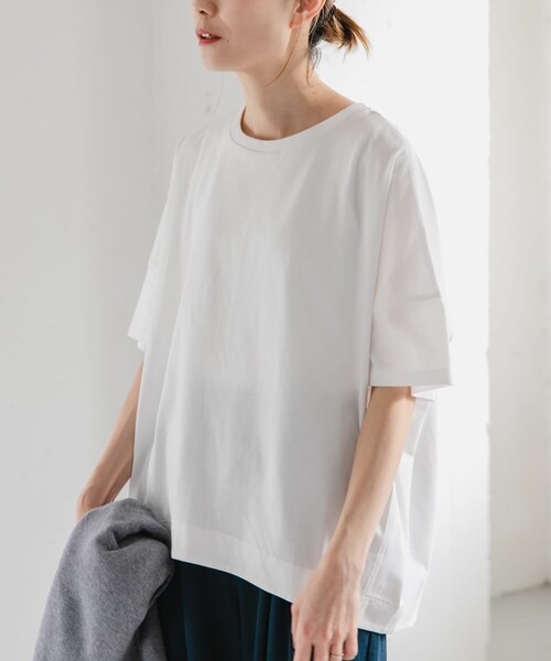 URBAN RESEARCH DOORS(アーバンリサーチドアーズ)の「FORK&SPOON コクーンショートスリーブTシャツ(Tシャツ/カットソー・レディース・OFF/BLACK/PURPLE・1)」の1枚目の写真
