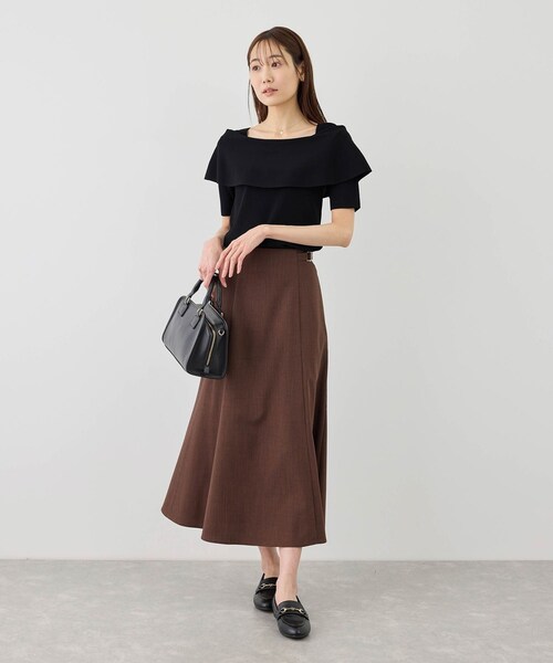 ROPE' PICNIC（ロペピクニック）の「八方映えニット ハーフスリーブケープニットプルオーバー/UVカット・接触冷感・イージーケア（ニット/セーター・レディース・ブラック/オフホワイト/ブラウン/サックス・F）」の11枚目の写真