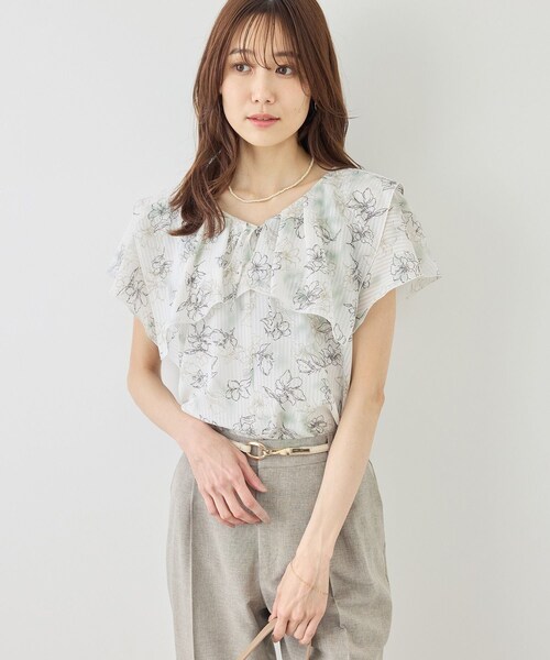 ROPE' PICNIC(ロペピクニック)の「花柄フェミニンブラウス(シャツ/ブラウス・レディース・オフホワイト/サックス/イエロー・F)」の7枚目の写真
