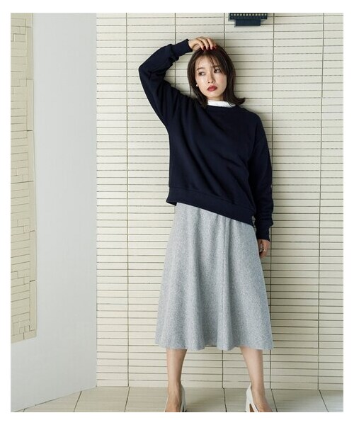 nissen（ニッセン）の「【sail】ツイードフレアスカート　小さいサイズ（スカート・レディース・ライトグレー/グレー・PSS/PS）」の2枚目の写真