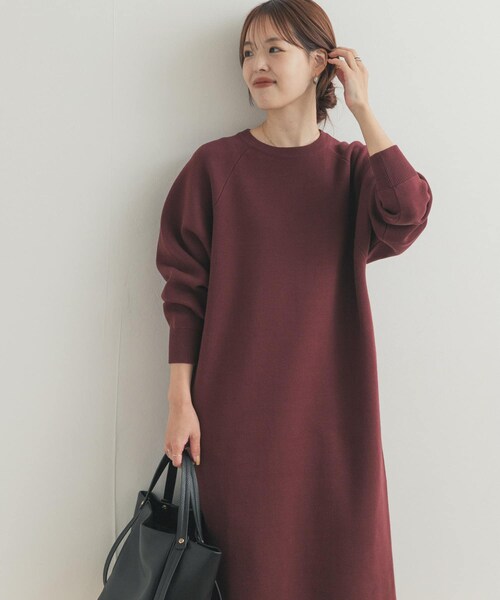 URBAN RESEARCH DOORS(アーバンリサーチドアーズ)の「スウェットライクニットワンピース(ワンピース・レディース・L/BEG/BORDEAUX/CHARCOAL・Free)」の3枚目の写真