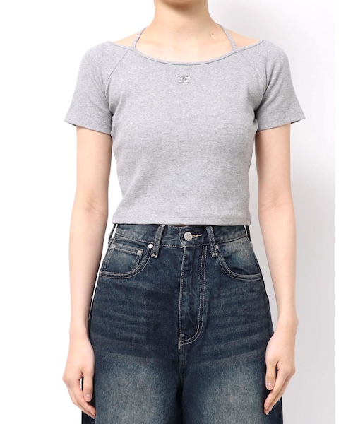 EMODA（エモダ）の「2WAY STRING RIB T/S（Tシャツ/カットソー・レディース・ホワイト/グレー/ブラック/イエロー・F）」の3枚目の写真