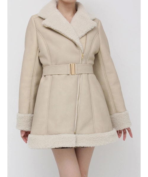 EATME（イートミー）の「フェイクムートンレディコート（ムートンコート・レディース・ベージュ/チョコレート/ダークブラウン・F）」の2枚目の写真