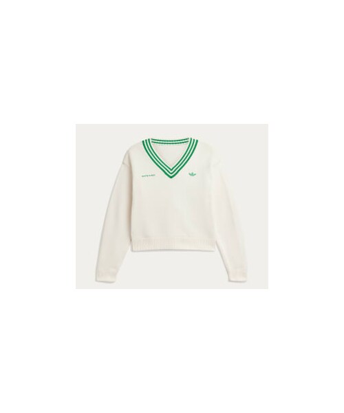 adidas（アディダス）の「Sporty & Rich Vネックセーター（トップス・レディース・ホワイト・XS/M/L/3XL/5XL/J/XS/J/S/J/M/J/L/J/XL/J/2XL/J/3XL）」の6枚目の写真