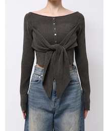 EMODA | FRONT RIBBON OFF SHOULDER KNIT(ニット/セーター)