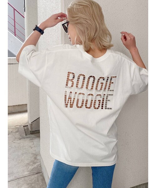 GYDA(ジェイダ)の「BOOGIE WOOGIE BIG Tシャツ(Tシャツ/カットソー・レディース・オフホワイト/チャコールグレー/パープル/ベージュ・F)」の1枚目の写真