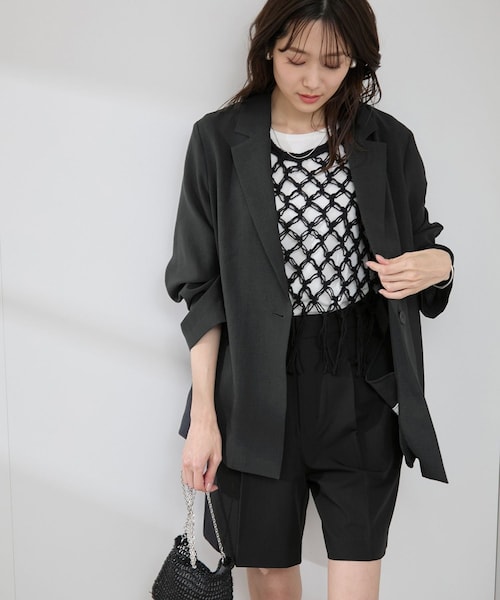 ROPE' PICNIC（ロペピクニック）の「【接触冷感・吸水速乾・防シワ】エフォートレスリラックスジャケット/通勤・セットアップ対応（テーラードジャケット・レディース・チャコール/ライトグレー/ベージュ・38/40）」の22枚目の写真