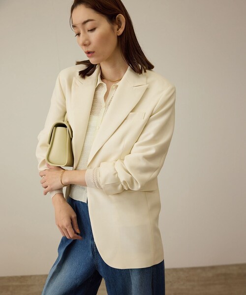 ROPE'（ロペ）の「シルクウールオーバージャケット（テーラードジャケット・レディース・ブラック/オフホワイト・36/38）」の13枚目の写真