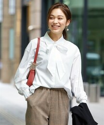 nissen | 大きいサイズふんわり袖ボウタイシャツ(シャツ/ブラウス)