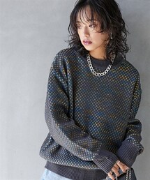 GEVS. | 大きいサイズミックスカラーダブル編ニットプルオーバーGEVS.(ニット/セーター)