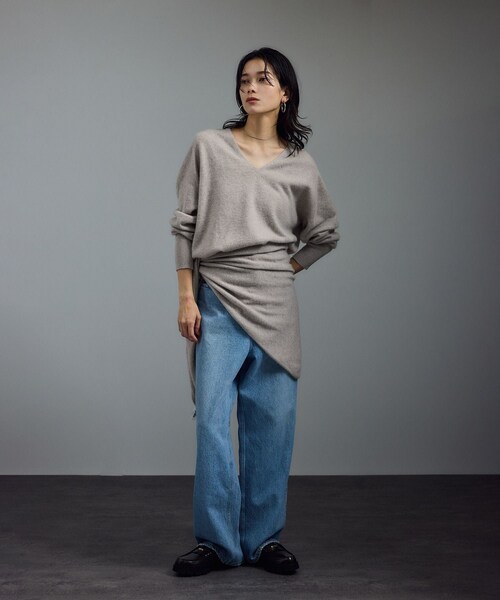 ADAM ET ROPE'（アダムエロペ）の「カシミヤストール［セットアップ対応］（ストール/ショール・レディース・チャコール/ベージュ系/イエロー系・F）」の7枚目の写真