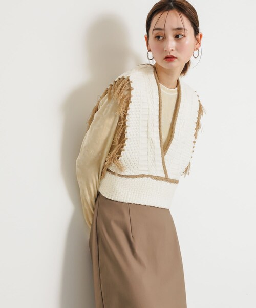 SENSE OF PLACE by URBAN RESEARCH（センスオブプレイスバイアーバンリサーチ）の「フリンジニットベスト（ベスト・レディース・BLU×GRY/IVORY/GRY×WHT・one）」の15枚目の写真