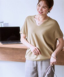 7days Life Styling | （接触冷感・毛玉になりにくい・ＵＶカット）綿混ドルマンＶネックニット(ニット/セーター)