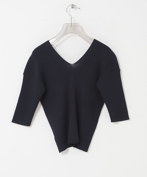URBAN RESEARCH(アーバンリサーチ)の「Vネックハーフスリーブリブニット(ニット/セーター・レディース・IVORY/KHK BEIGE/NAVY・Free)」の11枚目の写真