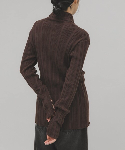 KBF（ケイビーエフ）の「ボタンアップランダムRIBニット（ニット/セーター・レディース・L.BEIGE/BROWN/CHARCOAL・One）」の18枚目の写真