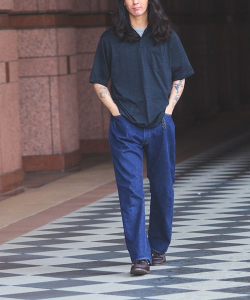 ADAM ET ROPE'（アダムエロペ）の「【BATONER for WILD LIFE TAILOR】WOOL天竺 ハーフスリーブ ニットポロ（ポロシャツ・メンズ・ブラック系・2/3/4）」の5枚目の写真