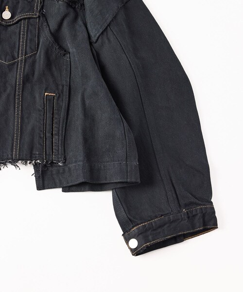 ADAM ET ROPE'(アダムエロペ)の「【QUIITO】REMAKE DENIM JACKET BLACK(デニムジャケット・レディース・ブラック・F)」の4枚目の写真
