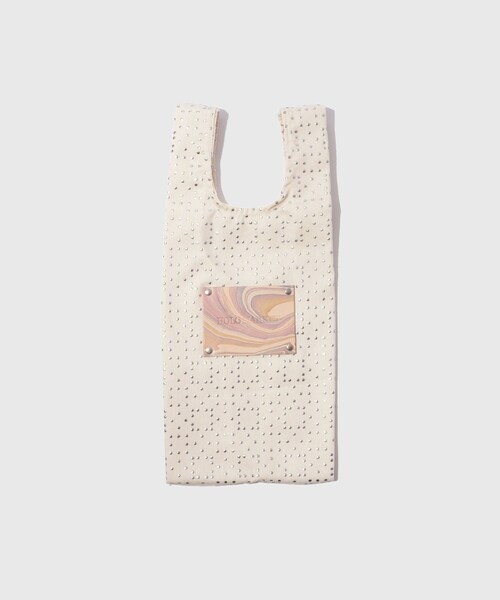 ADAM ET ROPE'(アダムエロペ)の「【HOLO MARKET/ホロマーケット】POCCHIRI Mini Tote bag(トートバッグ・メンズ・ブラック/ホワイト系/ベージュ/ライトグリーン・F)」の5枚目の写真