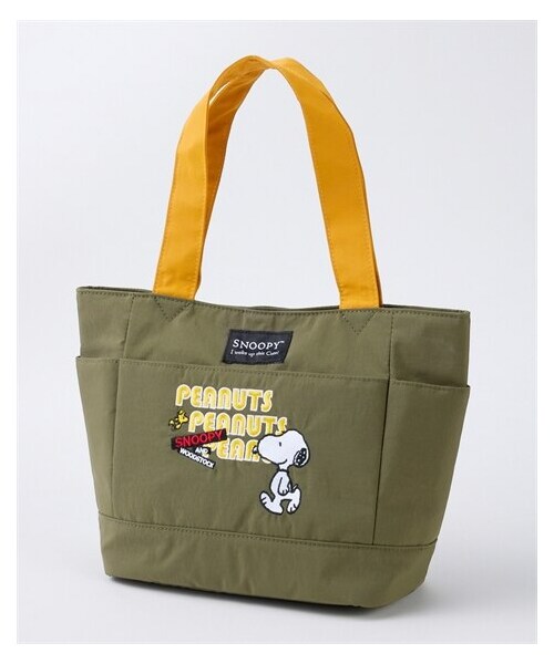 nissen（ニッセン）の「スヌーピー　１０ポケット刺しゅう入シンプルトートバッグ（トートバッグ・メンズ・チャコール/ブルー/カーキ・Y）」の2枚目の写真
