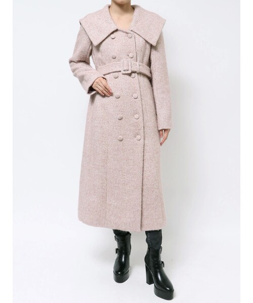 EATME（イートミー）の「ビッグカラーロングコート（チェスターコート・レディース・ブラック/ピンク/ブラウン・F）」の8枚目の写真