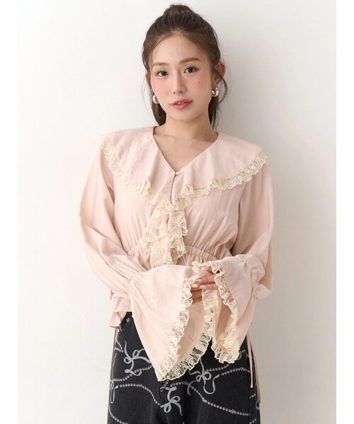 CALNAMUR（カルナムール）の「ラッフルフリルペプラムブラウス（シャツ/ブラウス・レディース・アイボリー/ピンク/イエロー・F）」の14枚目の写真