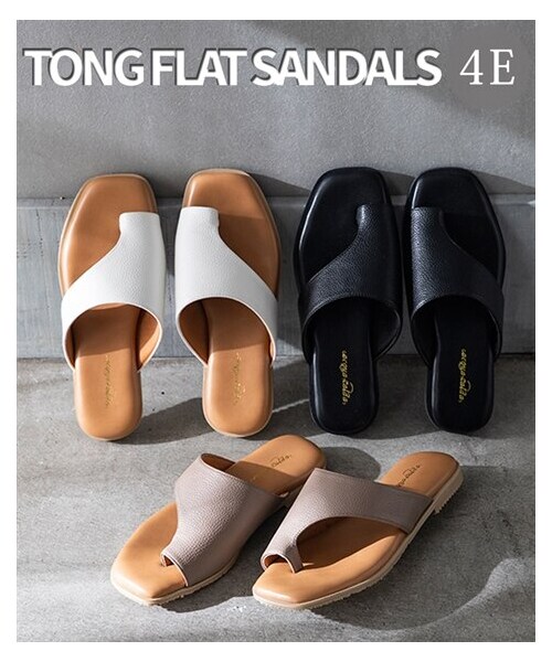 nissen（ニッセン）の「【ゆったり幅広】トングフラットサンダル（低反発中敷）（ワイズ４Ｅ）（サンダル・メンズ・黒/ホワイト/グレージュ・M=23.0~23.5cm/4E/L=24.0~24.5cm/4E/LL=25.0~25.5cm/4E/3L=26.0~26.5cm/4E）」の2枚目の写真