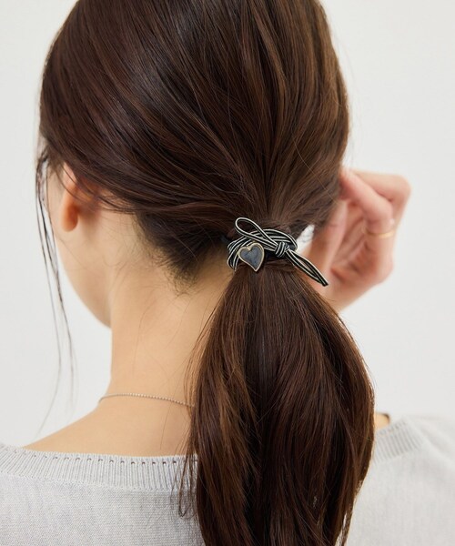 ROPE' PICNIC（ロペピクニック）の「ハートモチーフヘアゴムセット（ヘアゴム・レディース・ブラック/ベージュ/ピンク・F）」の5枚目の写真