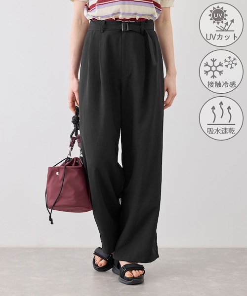 ROPE' PICNIC(ロペピクニック)の「【ちゃんと+かわいい保証】エアリーリネンライク タックワイドパンツ/UVカット・速乾(その他パンツ・レディース・ブラック/ダークブラウン/キャメル/ベージュ/ネイビー/オフホワイト/サックス・L/M/S/XL)」の7枚目の写真