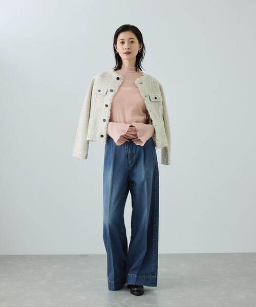 ROPE'（ロペ）の「テンセルデニムストレートワイドパンツ/イージーケア・セットアップ対応（デニムパンツ・レディース・ネイビー/ブルー・36/38/40）」の8枚目の写真