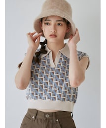 MURUA | ジオメトリックニットポロ(ニット/セーター)