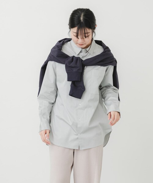 EKAL(エカル)の「cotton crispシャツ(シャツ/ブラウス・レディース・ストライプ/イエロー/グレー・One)」の8枚目の写真
