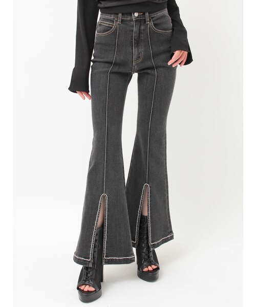 EATME（イートミー）の「フロントビジュースリットデニムパンツ（デニムパンツ・レディース・ブラック/アイスブルー・S/M）」の4枚目の写真