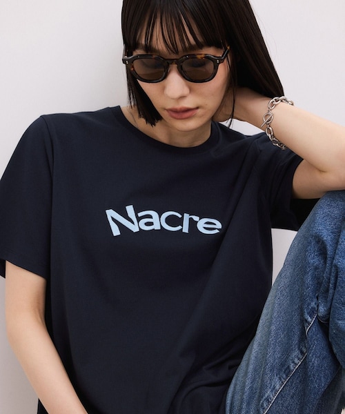 ADAM ET ROPE'(アダムエロペ)の「【WEB限定】クリーンタッチコットン刺しゅうロゴT(Tシャツ/カットソー・レディース・ホワイト/ダークブラウン/ネイビー/ピンク系・F)」の3枚目の写真