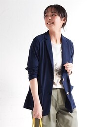 nissen | 大きいサイズシングルテーラードカットソージョーゼットジャケット■大人の落ち感シリーズ■(ジャケット/アウター)