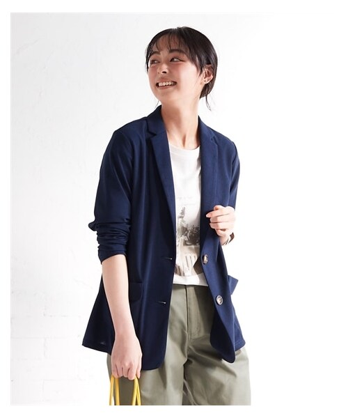 nissen（ニッセン）の「シングルテーラードカットソージョーゼットジャケット＜大きいサイズ有＞（ジャケット/アウター・レディース・黒/ネイビー・L/LL/3L/4L/5L/6L/8L/10L/S/M）」の16枚目の写真