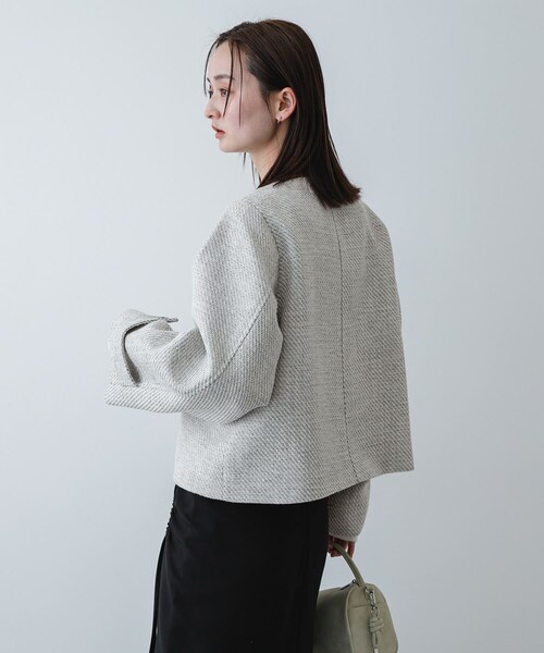 SENSE OF PLACE by URBAN RESEARCH(センスオブプレイスバイアーバンリサーチ)の「ツイードノーカラージャケット(ノーカラージャケット・レディース・WHT×BLK/BLK×WHT・One)」の7枚目の写真