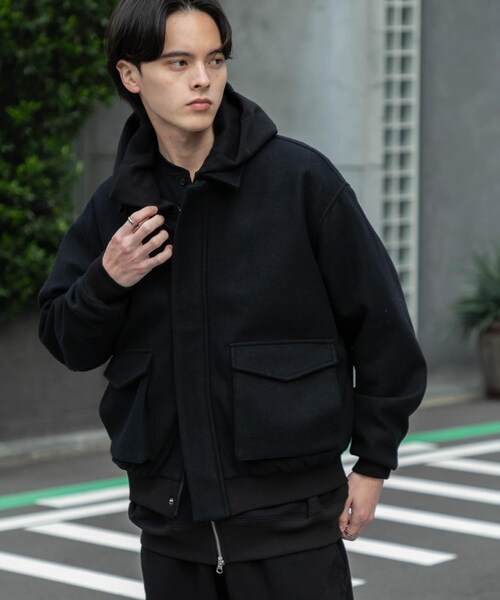 SENSE OF PLACE by URBAN RESEARCH（センスオブプレイスバイアーバンリサーチ）の「『UR TECH』カットメルトンブルゾン（ブルゾン・メンズ・BLACK/BROWN/KHAKI・M/L）」の8枚目の写真