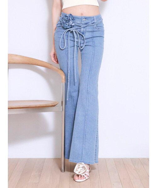 EATME（イートミー）の「コサージュフレアデニムパンツ（デニムパンツ・レディース・ブラック/アイスブルー・S/M）」の8枚目の写真