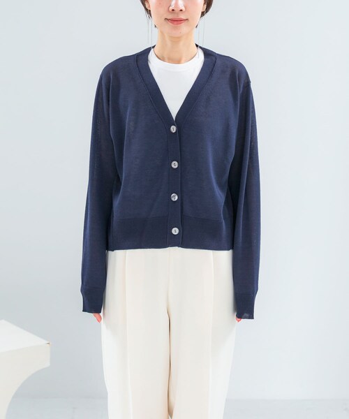 URBAN RESEARCH ROSSO（アーバンリサーチロッソ）の「リネン混セミシアーカーディガン（カーディガン/ボレロ・レディース・PEACH/NAVY/L.GRAY・Free）」の14枚目の写真